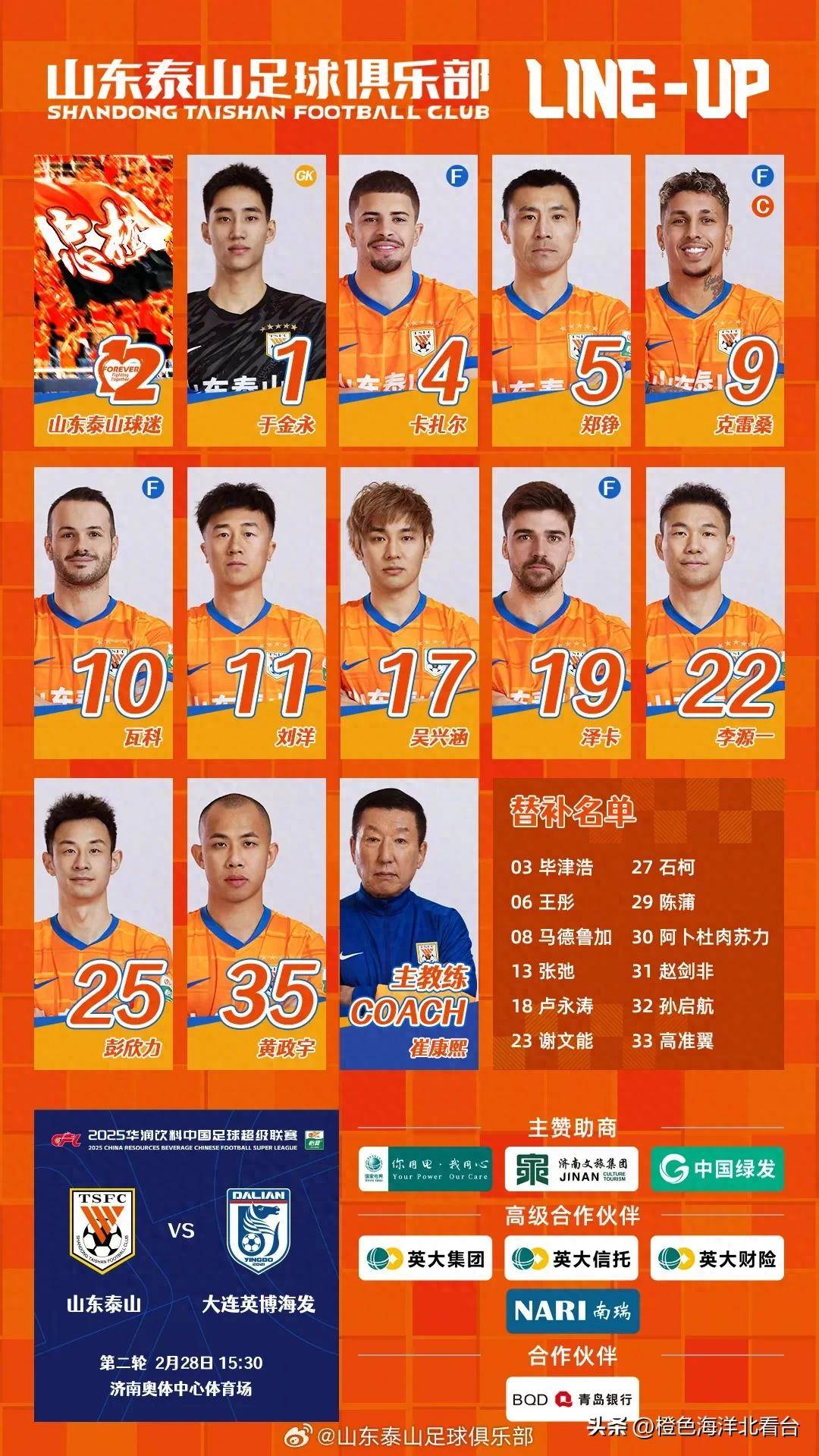 kaiyuan gaming包含国际比赛日山东泰山调整名单以备CBA季后赛，远射贴柱环节打磨，目标明确，赛程密集仍需轮换的词条